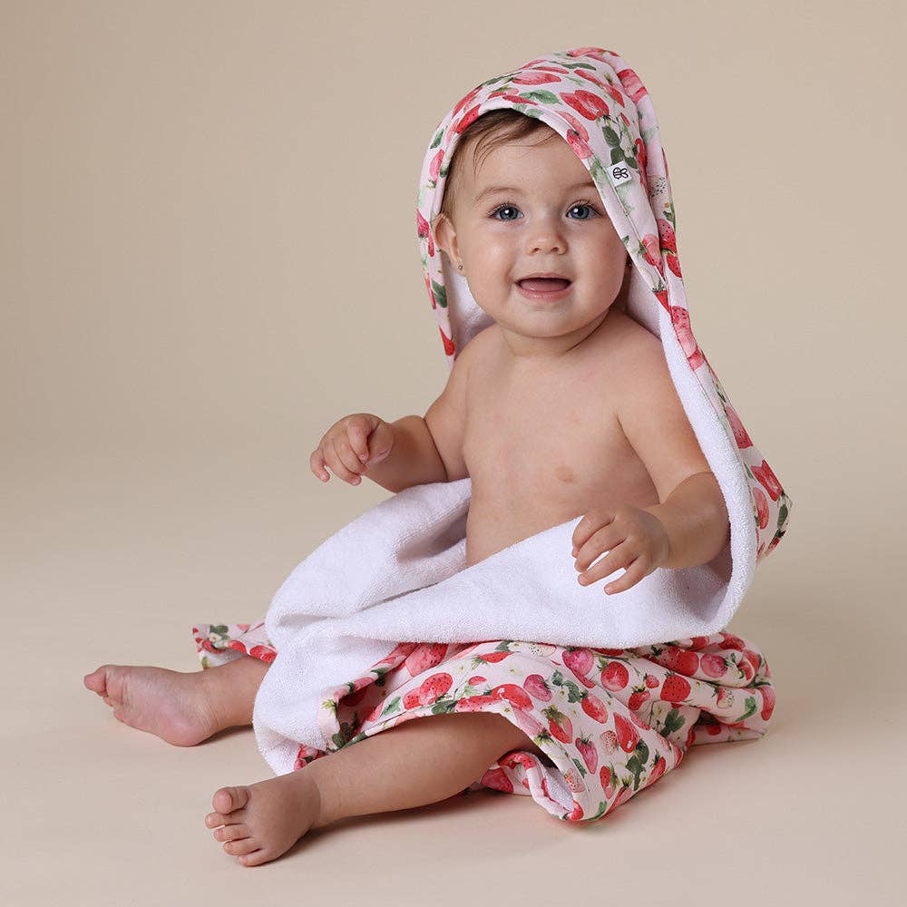Strawberry Organic Hooded Baby Towel
