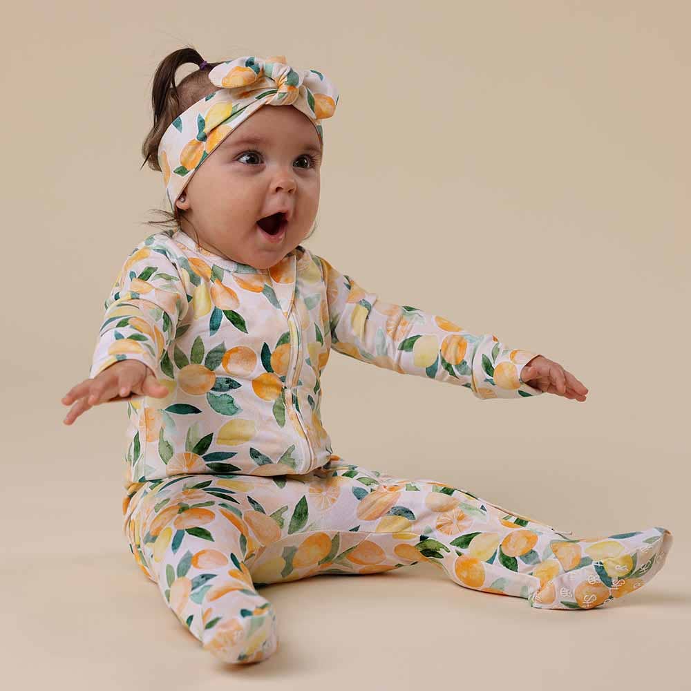 Sunny Citrus Organic Snuggle Sleepsuit Zip Footie
