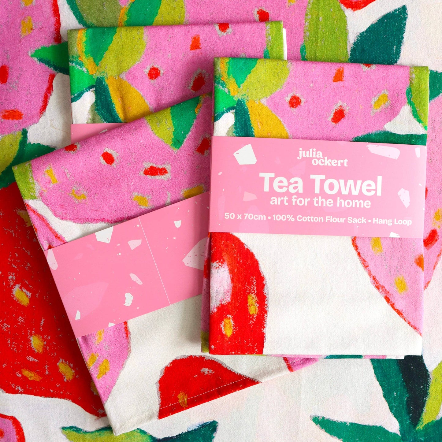 Strawberries Tea Towel - Dopamine Decor - Home Decor Gift
