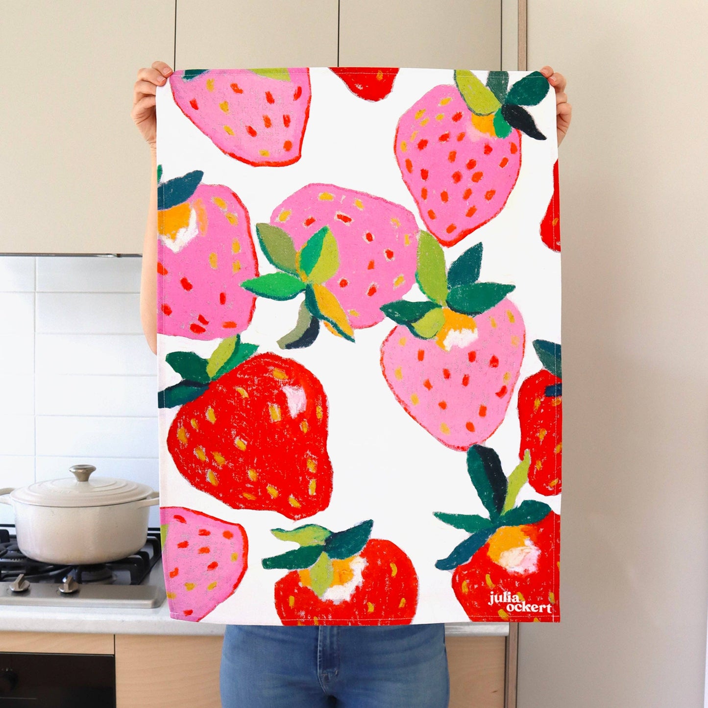 Strawberries Tea Towel - Dopamine Decor - Home Decor Gift