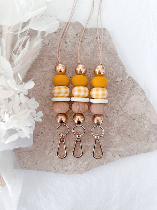 Gingham Girl Lanyard | Mustard
