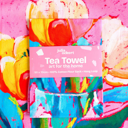 Flower Bouquet Tea Towel- Dopamine Decor - Giftable Decor