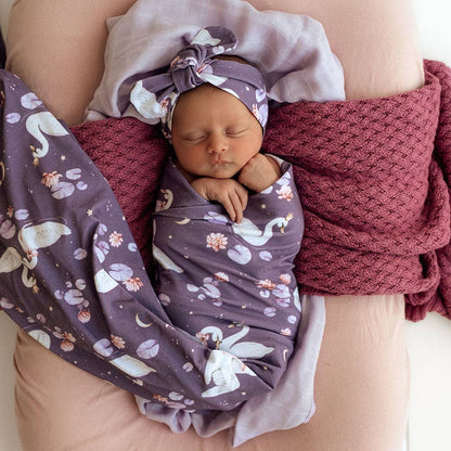 Midnight Swan Organic Jersey Wrap & Topknot Set