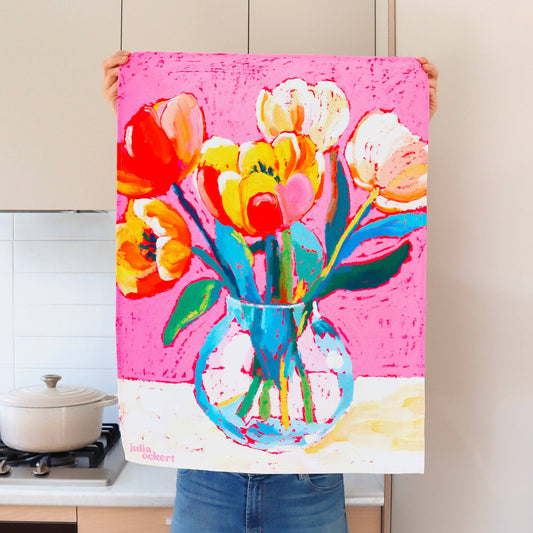 Flower Bouquet Tea Towel- Dopamine Decor - Giftable Decor