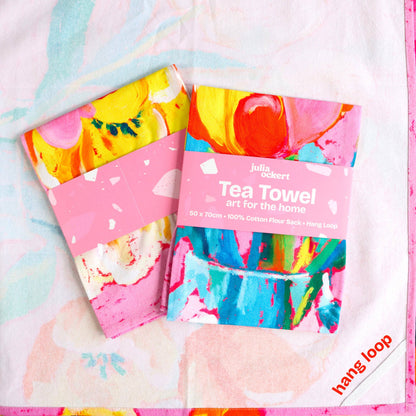 Flower Bouquet Tea Towel- Dopamine Decor - Giftable Decor