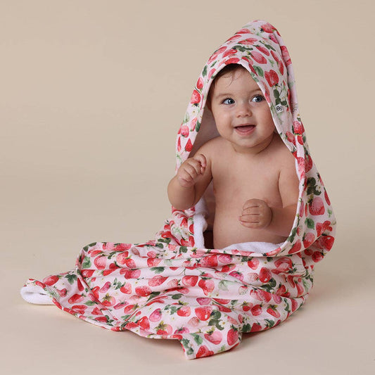 Strawberry Organic Hooded Baby Towel