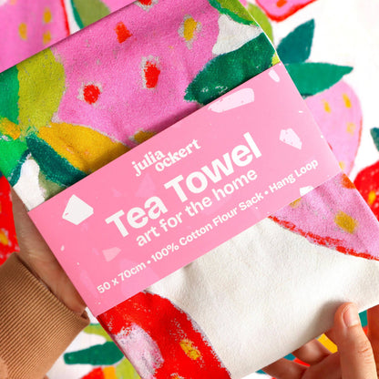 Strawberries Tea Towel - Dopamine Decor - Home Decor Gift