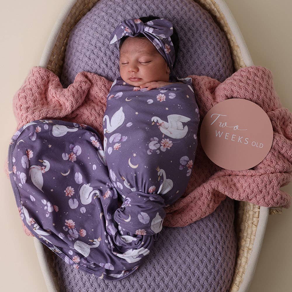 Midnight Swan Organic Jersey Wrap & Topknot Set