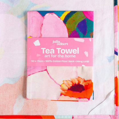 Flowerverse Tea Towel - Dopamine Decor - Original Floral Art